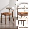 chairus Mid Century Dining Chairs Set of 2 Comfy PU Wooden Side Chairs with White Sherpa Upholstered Curved Open Back Farmhouse Kitchen Chair Sets for Living Room/Reception Room, Brown view 4