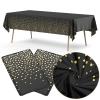 2 Pack Plastic Table Cloth Disposable, 54x108 Black and Gold Table Cloths for Parties, Waterproof and Greaseproof Gold Dot Rectangles Tablecloth for Party Decorations BBQ, Wedding, Fine Dining view 1