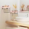 Lolalet Hanging Jewelry Organizer Wall Mount with Earrings Bracelets Necklaces Hooks, Easy Install Free Combination Holder for Wall Bathroom - Set of 2, Pink view 3