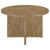 Benzara Lama Dining Table-47 Inch Round Top X Cross Legs-Natural Brown Wood Frame view 4