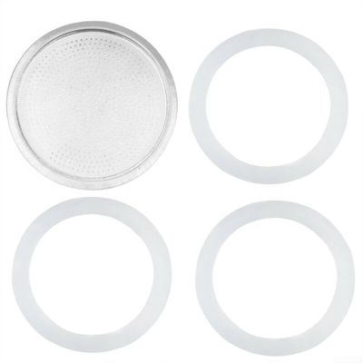 Silicone Gaskets Stainless Filter Replacement Set Funnel Kits Replacement For Moka Coffee Maker(9 cup)