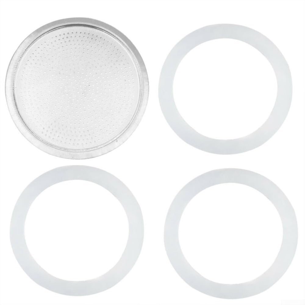 Silicone Gaskets Stainless Filter Replacement Set Funnel Kits Replacement For Moka Coffee Maker(9 cup)