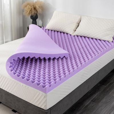 3 Inch Egg Crate Queen Memory Foam Mattress Topper, Lavender Scent Gel Infused Foam Mattress Topper for Pressure Relief, CertiPUR-US Certified Queen Bed Topper, Purple, 60"80"