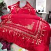 100S Bed Set Duvet Cover Bed Sheet 4/6-Pieces Embroidery Wedding 1 4pcs (2 Queen size 6pcs) view 2