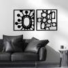Abstract Art Wall Decor, Abstract Metal Wall Art, Wall Decor 2 Piece Set, Geometrical Metal Wall Decor, Modern Metal Wall Art, Minimalist Abstract Wall Art, Wall Art for Living Room (70"35"/18090cm, Gold) view 2