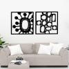 Abstract Art Wall Decor, Abstract Metal Wall Art, Wall Decor 2 Piece Set, Geometrical Metal Wall Decor, Modern Metal Wall Art, Minimalist Abstract Wall Art, Wall Art for Living Room (70"35"/18090cm, Gold) view 3