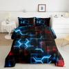Feelyou Blue and Red Bedding Set King Size Honeycomb Comforter Set for Kids Boys Girls Decor Hexagon Theme Comforter Geometrical Beehive Duvet Set view 1