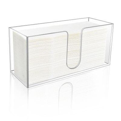1 Pack Acrylic Paper Towel Holder, Countertop Napkin Dispenser for C-Fold, Multi-Fold & Trifold Paper Towels, 5mm Transparent Acrylic for Kitchen, Bathroom & Restaurant (1)