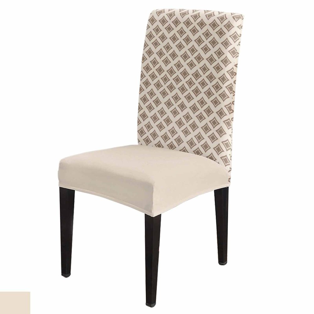 Abstract Chair Covers for Dining Room Set of 6 Retro Geometric Modern Art Brown Removable Washable Chair Seat Slipcovers for Kitchen, Restaurant, Party, Ceremony
