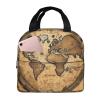 Ancient Map World Globe Lunch Bag Reusable Lunch Box, Cooler Lunch Tote Bag For Women Men Picnic Office Work view 1