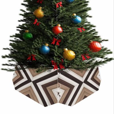 Christmas Tree Collar, Brown Black Tree Skirts Xmas Tree Trunk Ring Collar Box Stand Cover for Artificial Trees Base Holder Cover Festival Decor Boho Wooden Modern Geometric Abstract 4PCS-14.5x10