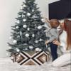 Christmas Tree Collar, Brown Black Tree Skirts Xmas Tree Trunk Ring Collar Box Stand Cover for Artificial Trees Base Holder Cover Festival Decor Boho Wooden Modern Geometric Abstract 4PCS-14.5x10 view 3