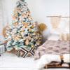Christmas Tree Collar, Brown Black Tree Skirts Xmas Tree Trunk Ring Collar Box Stand Cover for Artificial Trees Base Holder Cover Festival Decor Boho Wooden Modern Geometric Abstract 4PCS-14.5x10 view 4