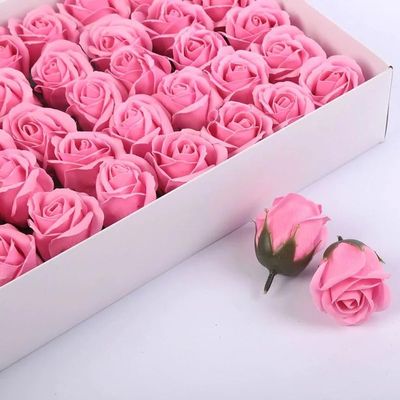 AMNOUR 50pcs Artificial Rose Soap Flowers Featured Home Room Decoration(Light pink), JTSF9648