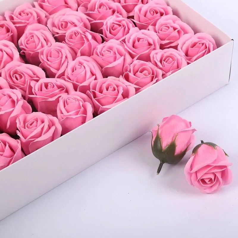AMNOUR 50pcs Artificial Rose Soap Flowers Featured Home Room Decoration(Light pink), JTSF9648