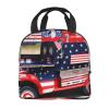 4th Of July Patriotic Truck Lunch Bag Reusable Lunch Box, Cooler Lunch Tote Bag For Women Men Picnic Office Work view 3