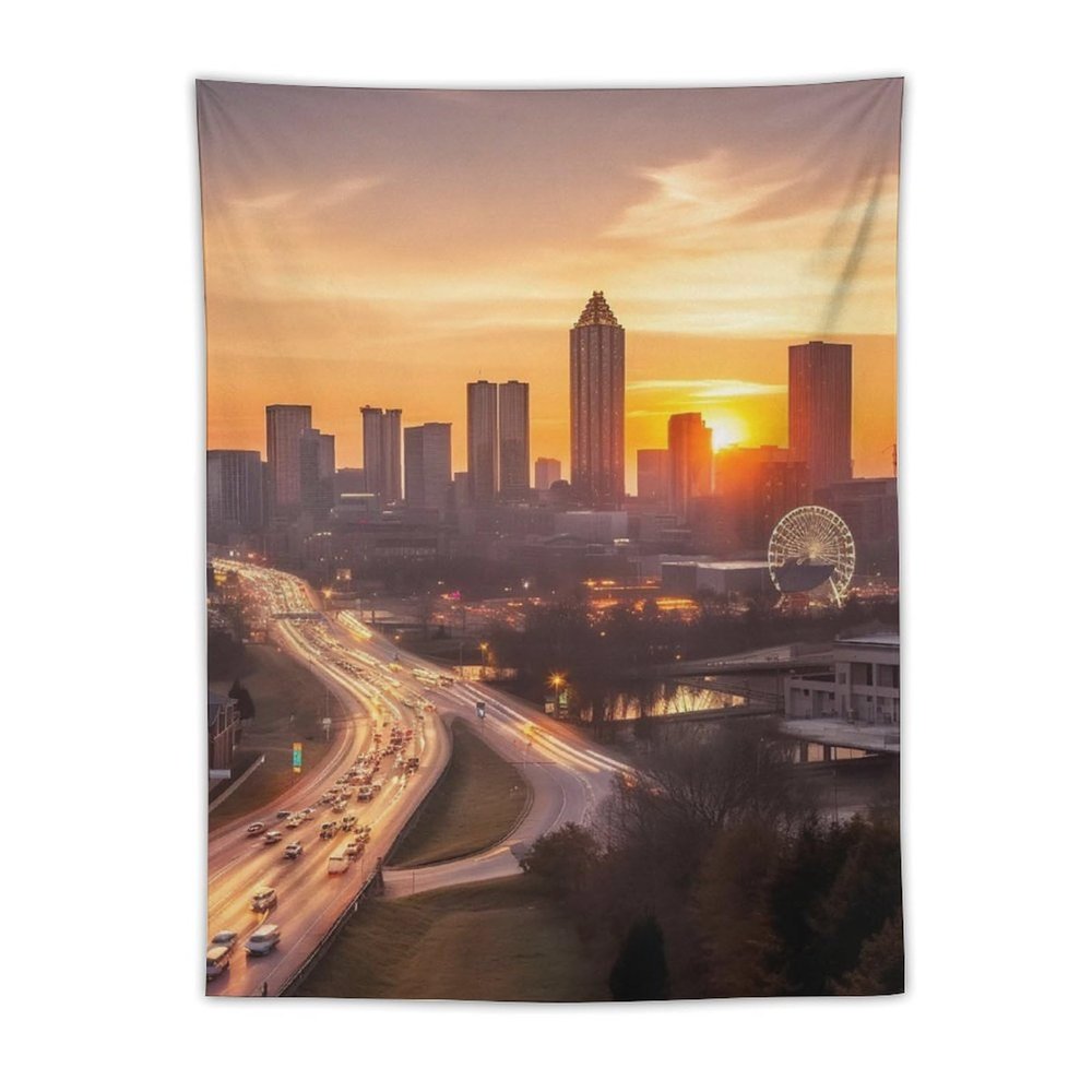 Tapestry Wall Hanging 30 X 40 in Decorates Tapestrys for Bedroom Atlanta City Sunset Landscape Wall Tapestry Soft Aesthetic Wall Decor Tapestries for Living Room Personalized Wall Blanket