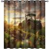 HDESDIS Retro Rustic Tractor Curtains for Bedroom, Plants Farm Sunset Sky Grommet Blackout Curtains Thermal Insulated Window Drapes for Living Room, 21W x 45L, 2 Panels view 1