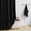 BTTN Extra Long Shower Curtain - 72x96 Inch Long Boho Linen Fabric Heavy Duty Shower Curtain Set with Plastic Hooks, Tall Farmhouse Aesthetic Cute Tassel Shower Curtains for Bathroom, Black and White view 1
