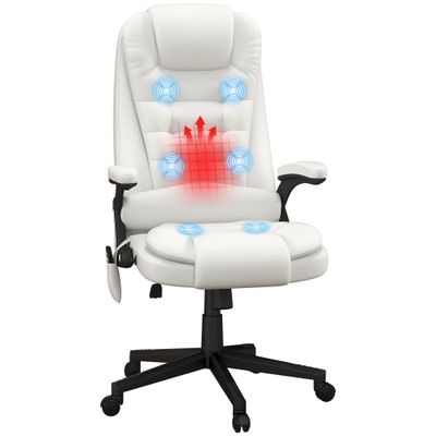 Ergonomic High Back Office Chair with Massage Function | Office Chairs 130 Recline | Computer Chair Height Adjustable | 264 Ibs Capacity - Work Chair with Wheels 360 Swivel(White)