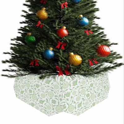 Christmas Tree Collar, Green Botanical Tree Skirts Xmas Tree Trunk Ring Collar Box Stand Cover for Artificial Trees Base Holder Cover Festival Decor Summer Floral Modern Vintage Art 4PCS-14.5x10