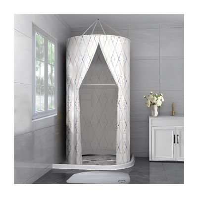 YXLYFDLY Round Camping Shower Curtain, Portable Shower Curtain with Hooks, Modern Long Shower Curtain for Hotel(1x2m/39x76in)