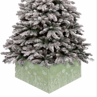 Christmas Tree Collar, Green Spring Floral Tree Skirts Xmas Tree Trunk Ring Collar Box Stand Cover for Artificial Trees Base Holder Cover Festival Decor Modern Art Pastoral Summer Botanical 4PCS-17x10