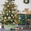 Christmas Tree Collar, Green Spring Floral Tree Skirts Xmas Tree Trunk Ring Collar Box Stand Cover for Artificial Trees Base Holder Cover Festival Decor Modern Art Pastoral Summer Botanical 4PCS-17x10 view 2