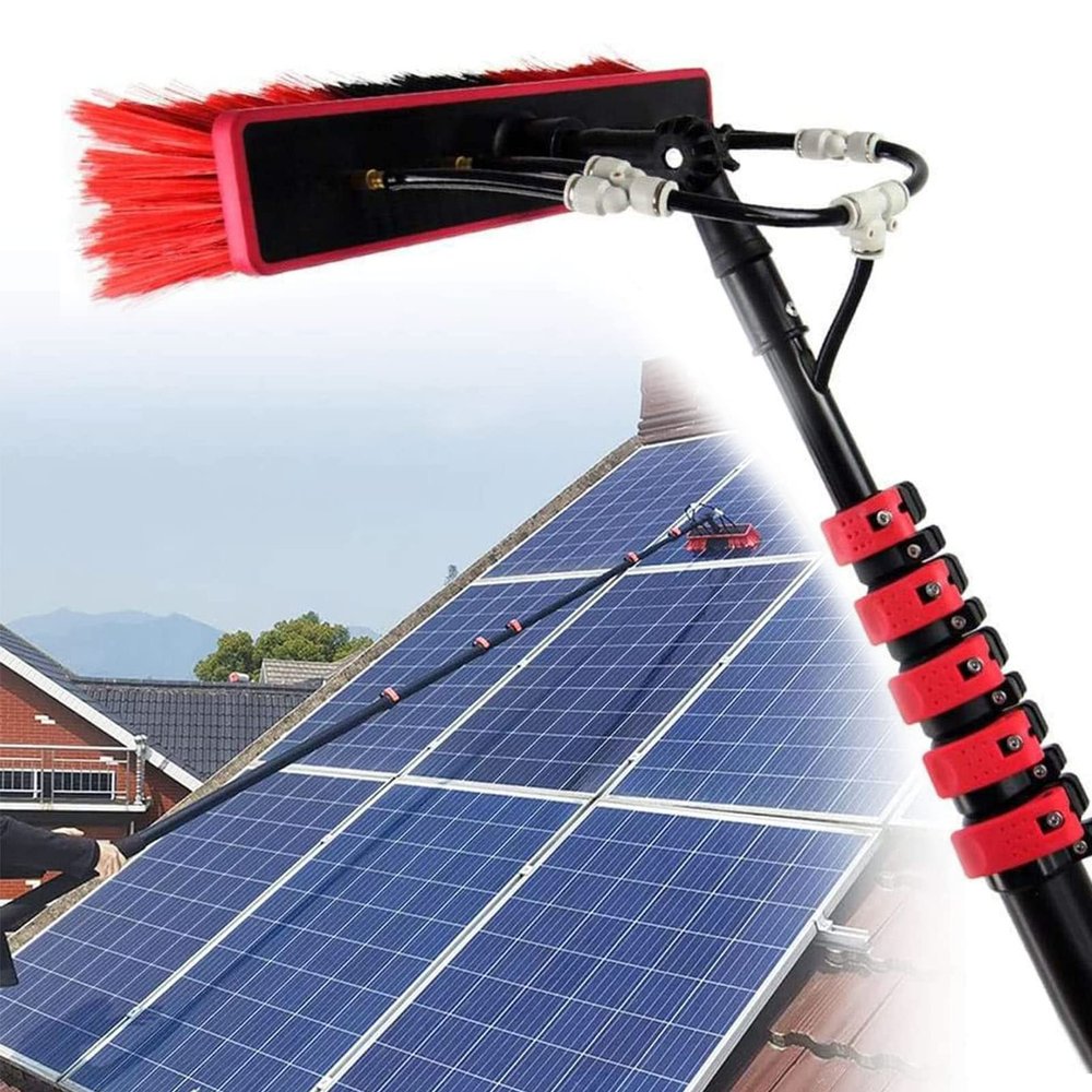 Water Fed Pole Kit Extension Pole, Window Washer Wand, Outdoor Window Cleaner Brush Solar Panel Cleaning Tool Washing Tall Glass Cleaning Poles Telescopic Water Fed Brush,55cmbrush-20FT/6M