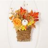 Marooma Artificial Peony Pumpkin Door Hanging Basket Wreath, Door Hanger Basket Wreath, Fall Hanging Peony Pumpkin Wall Hanging Basket Wreath, Fall Wildflower Door Hanging Basket Wreath Peony Basket view 3