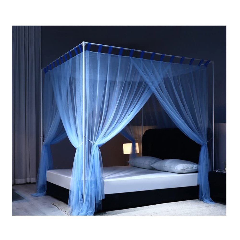 Summer Bed Canopy Mosquito Net with Stand, Bedroom Decorative Floor Bed Curtains for Girls Boys Adult, 120/150/180/200/220Cm (Gray 180X200Cm/71X79In) (Gray 20/Blue/200 * 220Cm/79 * 87In