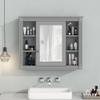 DESIGNER97 Wall Mounted Bathroom Storage Cabinet, Modern Bathroom Wall Cabinet with Mirror 35" L x 7.1" W x 28.7" H Grey view 1