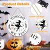 Halloween Decorations for Home Door, 10 in Tonight We Fly Round Wooden Hanging Sign, Farmhouse Home Window Wall Party Decoration Supplies A02 view 2