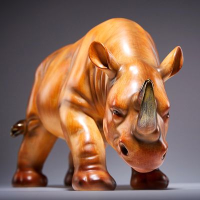 SecondWinterDJ Rhinoceros Statue Rhinocerus Table Sculpture, Great Gift Wild Life Figures Animal Figurines 16.9 in Rhino Home Dcor, Wildlife Crafts Decorations for Living Room Party (Brown)