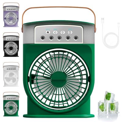 Portable Air Conditioner Cooling Fan, silent, Quiet with 3 Speeds,evaporative personal air cooler, 3 spray levels, suitable for small air conditioners in bedrooms, offices, etc. (Green)