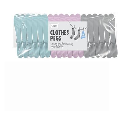Generic Strong Grip Clothes Pegs - Pack of 18, Standard, 12667