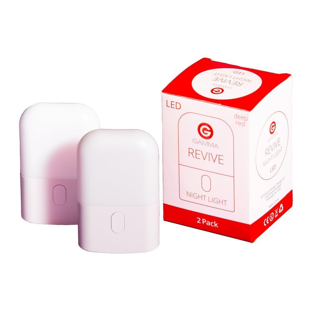 Revive - 670nm Red Night Light (2 Pack) by Gamma - Sleep Therapy - Melatonin Promoting Natural Sleep Aid