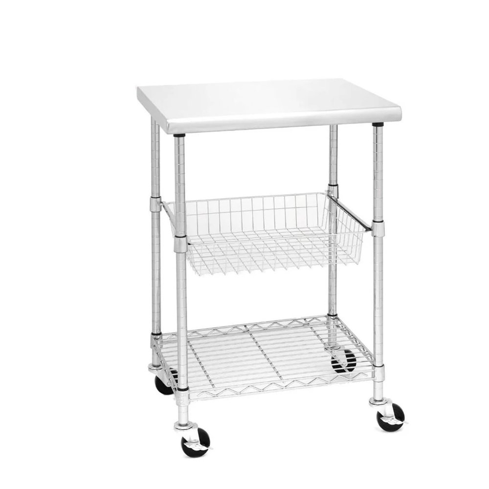 ZHFytsh-0668 Storage Shelf Cart Stainless Steel Top Work Table Island Utility Cart Prep Station, for Restaurant, Kitchen Multifunction Trolley, ZHONGXIAOFEI2023