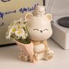 HEmlSkrona Home Decor Living Room with Cute Bear Orament Desk Decor,Flower Arrangements for Table (Brown) view 3