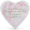 Elanze Designs God Made You and Me - He Whispered Meant to Be - 8x2.5 Inch Pink with White Frosted Glass - Wall Mounted Heart Shaped Candle Holder - 3 LED Tealight Candles Included view 2