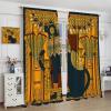 Ancient Egyptian Black Cat Curtain Mysterious Egypt Animal Hieroglyphics Window Treatment for Living Room Bedroom Rod Pocket Blackout Home Decor Window Drapes 63" W X 63" L view 4