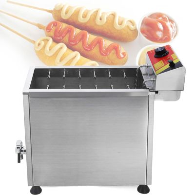 25L Electric Deep Fryer, with Drain, lid, Temperature Adjustable, Commercial Korean Corn Cheese Hot Dog Frying Machine, for Restaurant,Store,Home,220V