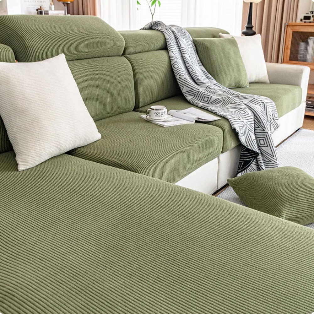 HomeLoft Basics Sofa Covers for L Shaped High Stretch Universal Corner Sofa Slipcovers 1/2/3 Seater Velvet Extendable Washable Sofa Seat Cushion Covers