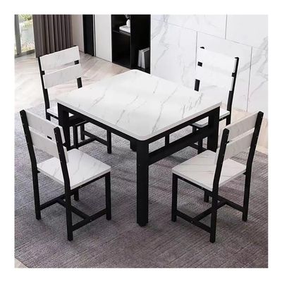 BISCALO 5 Piece Kitchen Dining Table Set, Table and Chairs Set of 4 Small Kitchen Table Square Height Bistro Dinette Sets for Kitchen, Restaurant, Space Saving(Black,White)