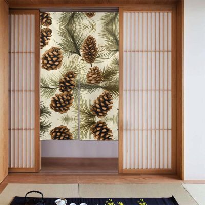 YYHWHJDE Blackout Curtains Set of 2 Curtain Panels/Room Darkening Blackout Curtains for Bedroom 56x34 in Pine Cone Border Printing