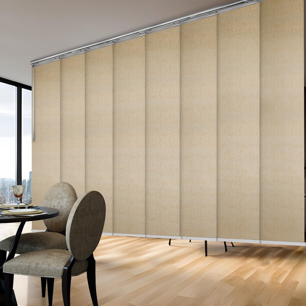 A&F Rod Dcor - Whirl White 8-Panel Single Rail Panel Track Extendable 130"-175" W, Panel width 23.5"