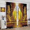 Ancient Egyptian Blackout Curtains Golden Egyptian Lion Architecture Old History Mural Window Treatment for Living Room Bedroom Rod Pocket Blackout Home Decor Window Drapes 42" W X 45" L view 4