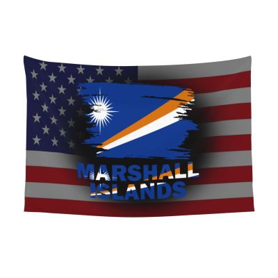 SMLBNE Vintage Marshall Islands Flag Soft Plush Tapestry - Versatile Decor for Bedroom, Living Room, Dorm - 60x40 In