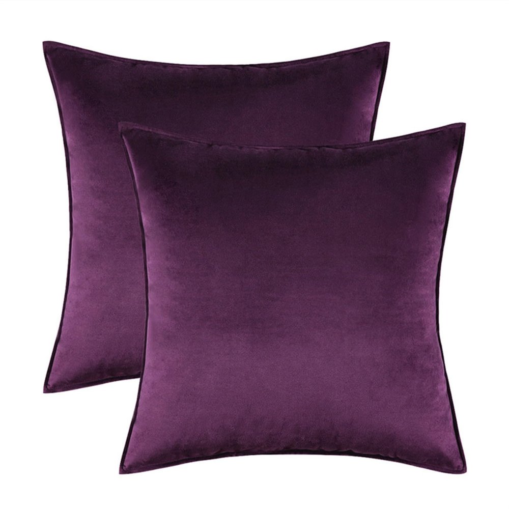 2 PCS Velvet Decorative Throw Pillow Covers 12x20 18x18 20x20 24x24 Inch, Cushion Covers Boho Pillows Cover For Living Room Bed Sofa Couch Farmhouse Boho Home Decor(Aubergine,50x50 cm set of 2)