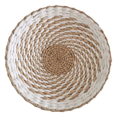 Hanging Woven Wall Basket Decor, Handmade Decorative Rustic Boho Wall Basket Decor Handcrafted Wicker Round Seagrass Basket Wall Art Decorative Basket for Home Dcor (C, Middle)